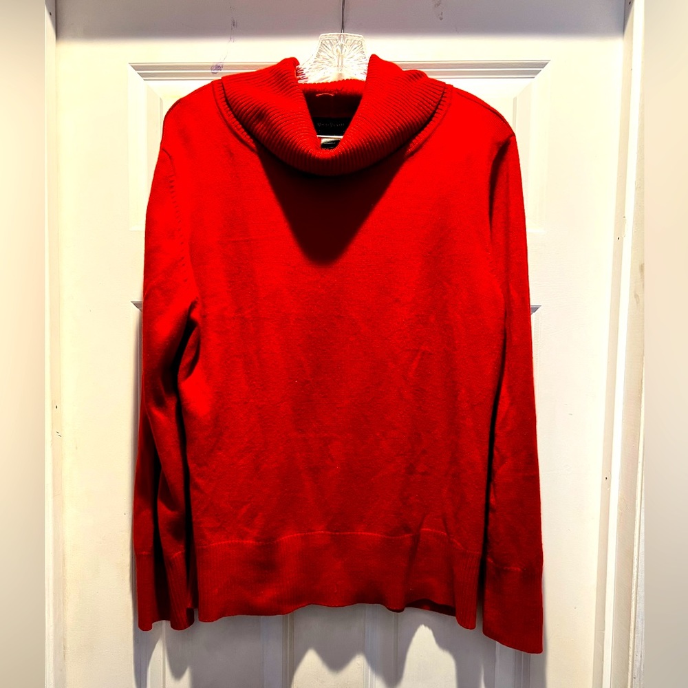 Red cowl neck sweater